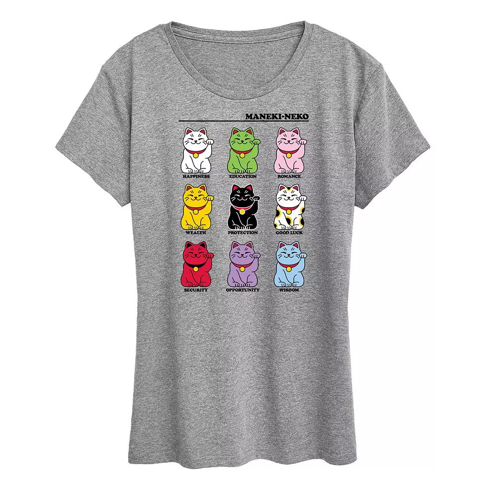 Women's Lucky Cat Grid Graphic Tee,  Product Image