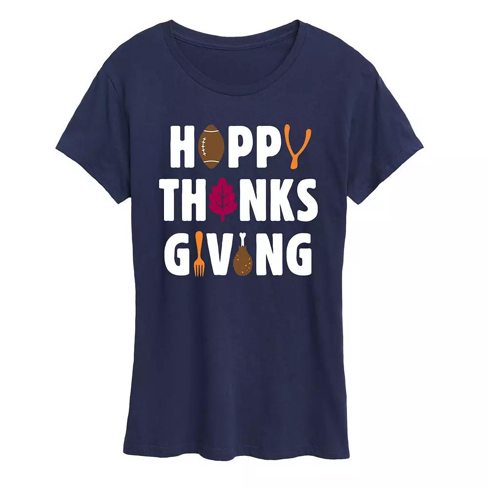 Women's Happy Thanksgiving Icons Graphic Tee,  Product Image