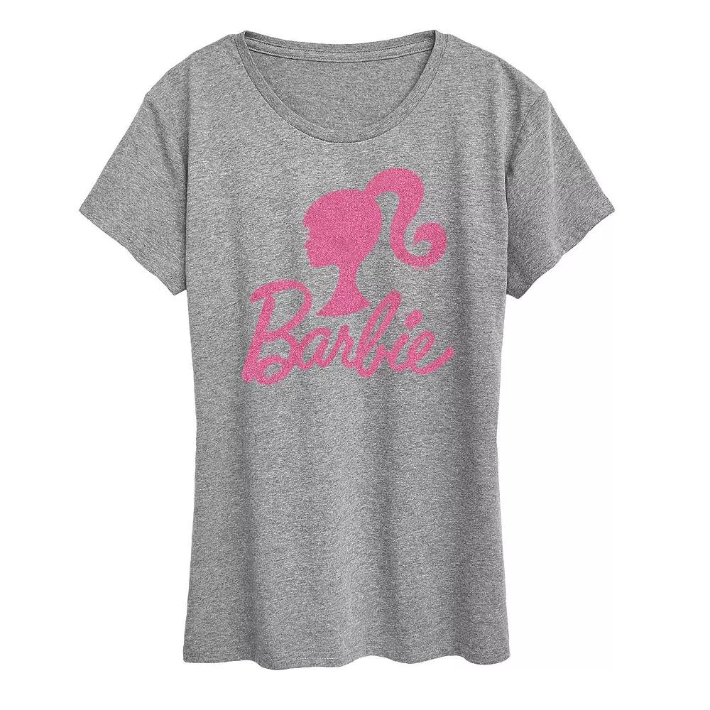 Women's Barbie® Logo Pink Glitter Graphic Tee, Girl's,  Product Image
