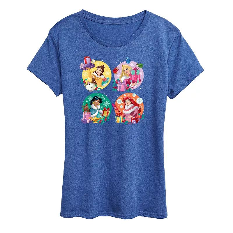 Disney Princess Belle, Aurora, Jasmine And Anna Women's Holiday Graphic Tee, Girl's,  Product Image