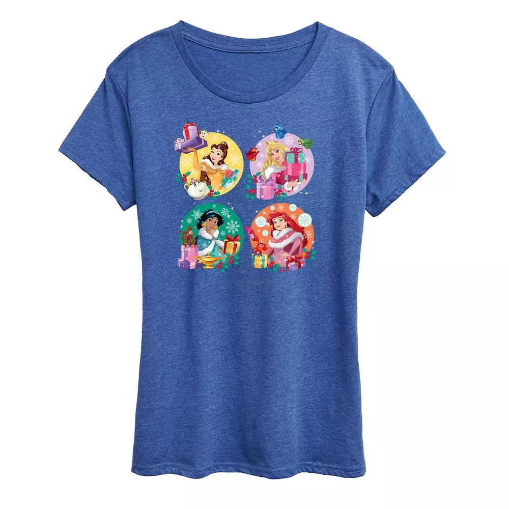 Disney Princess Belle, Aurora, Jasmine And Anna Women's Holiday Graphic Tee, Girl's,  Product Image