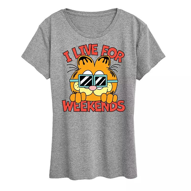Women's Garfield I Live For Weekends Graphic Tee, Girl's,  Product Image