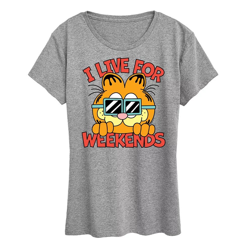 Women's Garfield I Live For Weekends Graphic Tee, Girl's,  Product Image