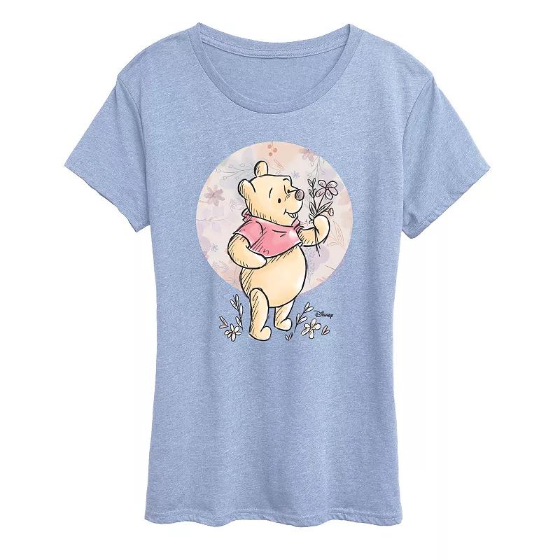 Disney's Winnie the Pooh Women's Floral Circle Pooh Graphic Tee,  Product Image