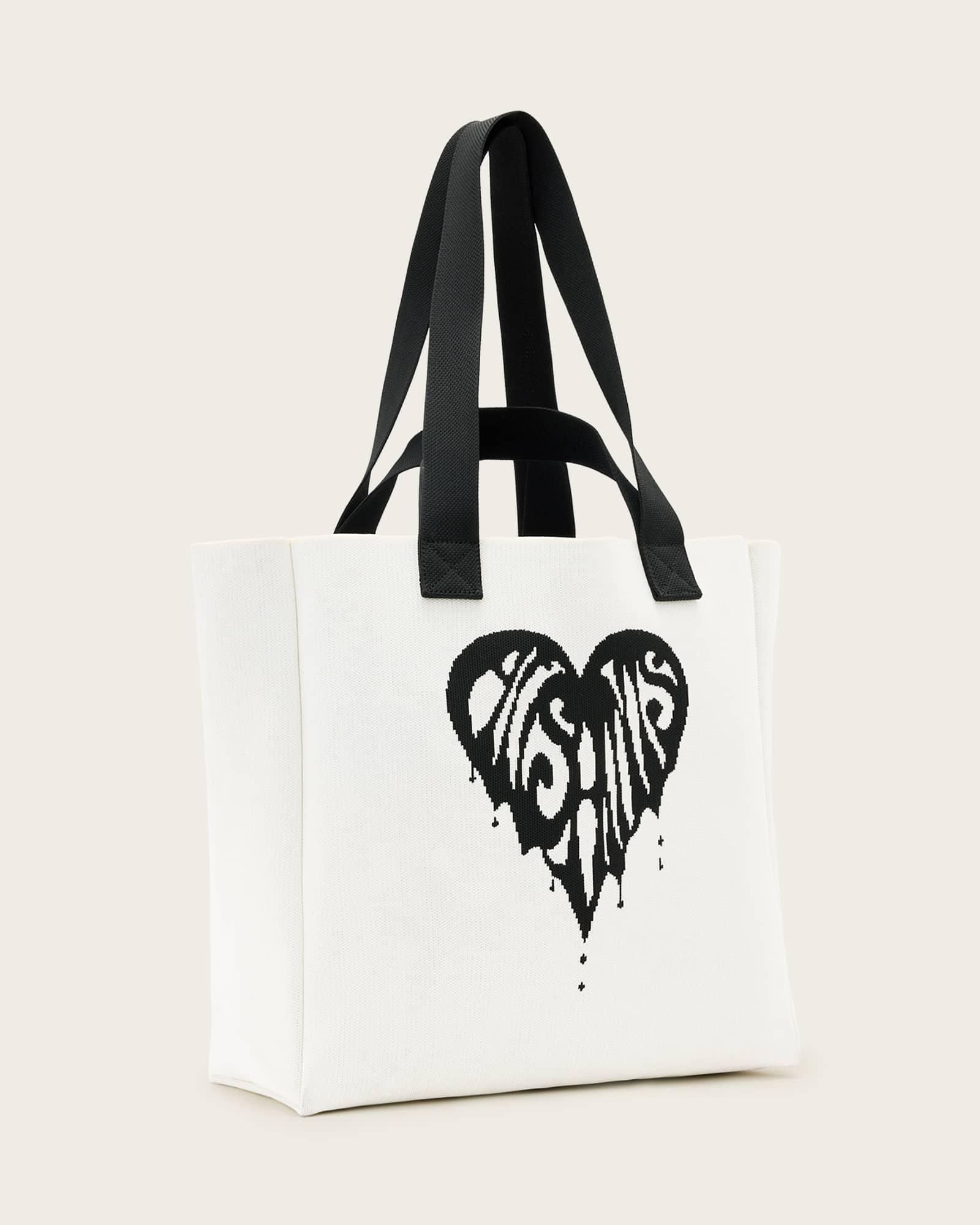 Izzy Heart Large Knitted Tote Bag White | ALLSAINTS US Product Image