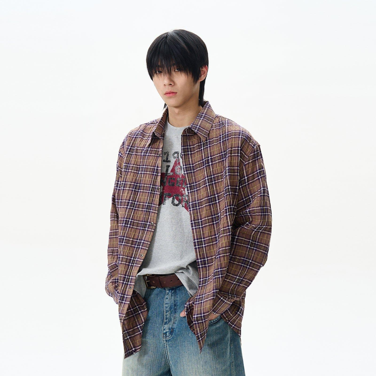 RT No. 12418 PLAID BUTTON-UP SHIT Product Image