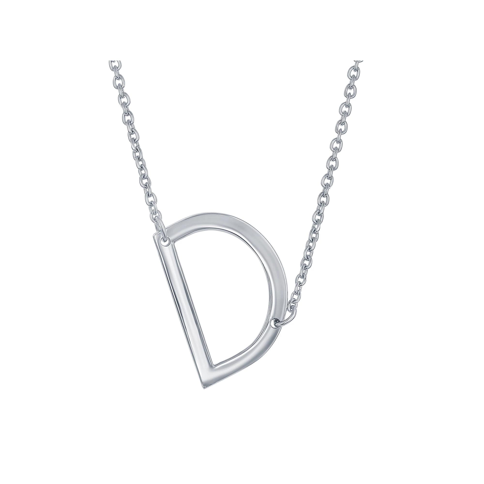 Sterling Silver Sideways Initial Necklace, Womens Sterling B Product Image