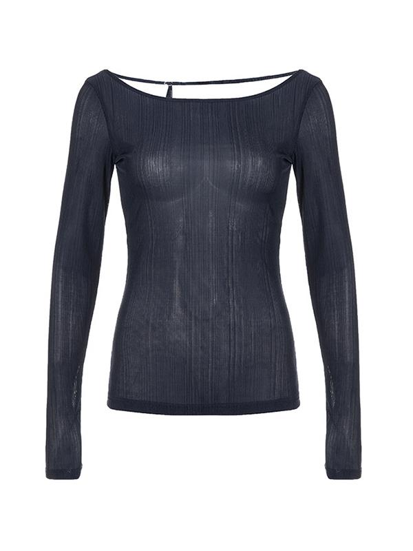 Solid Color Backless Long Sleeve Knit Product Image