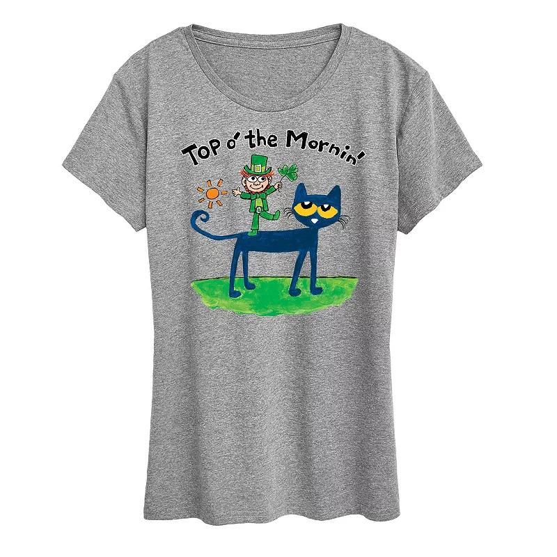 Womens Pete The Cat Top O The Mornin Leprechaun Graphic Tee Grey Gray Product Image