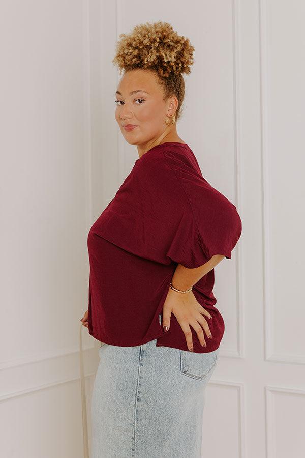 Stay And Chat Shift Top in Maroon Curves Product Image