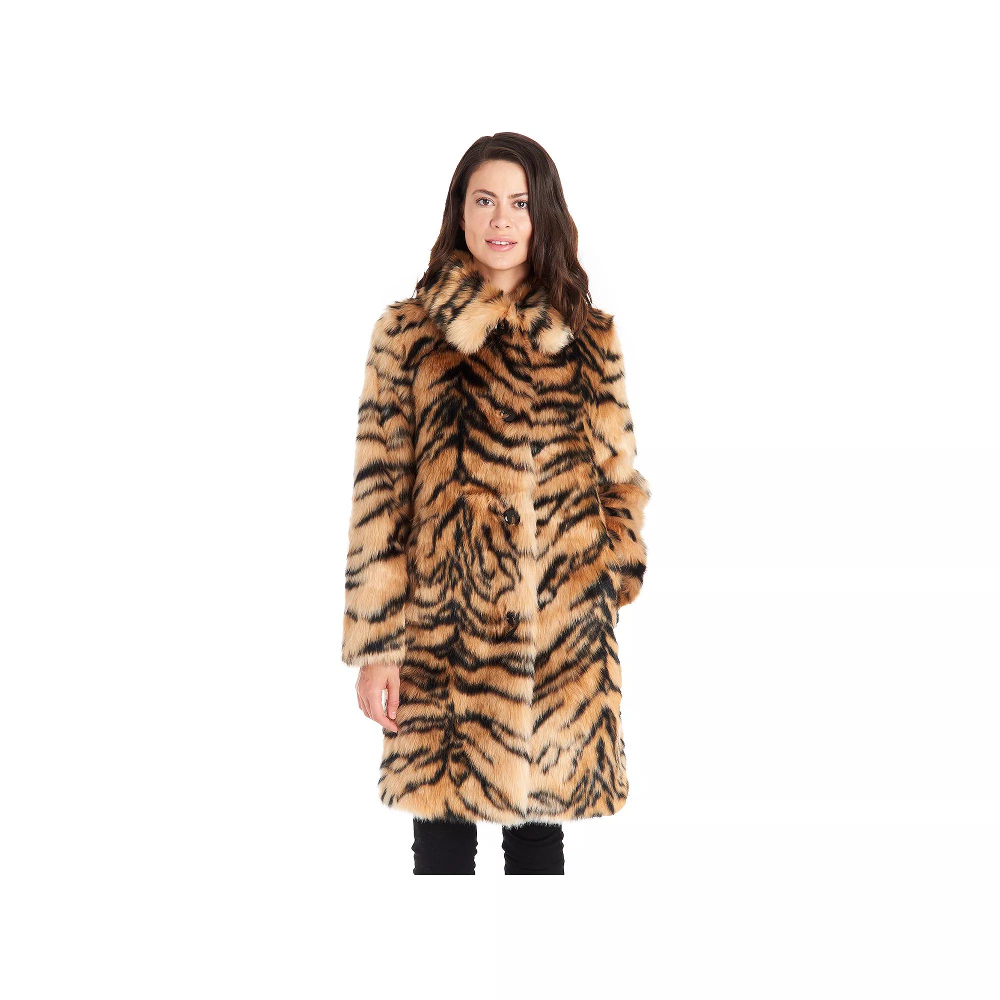 Women's Fleet Street Faux-Fur Tiger Print Coat, Size: Medium Product Image