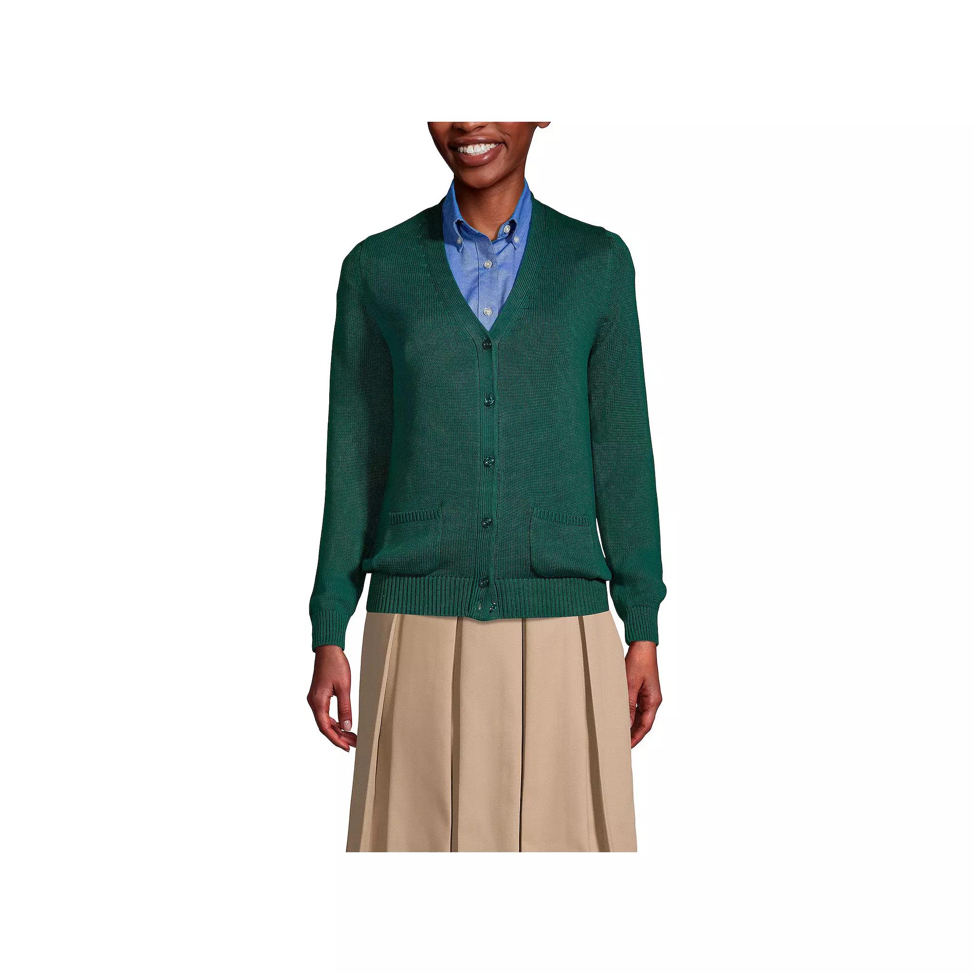 Women's Lands' End School Uniform Button Front V-Neck Cardigan Sweater,  Product Image