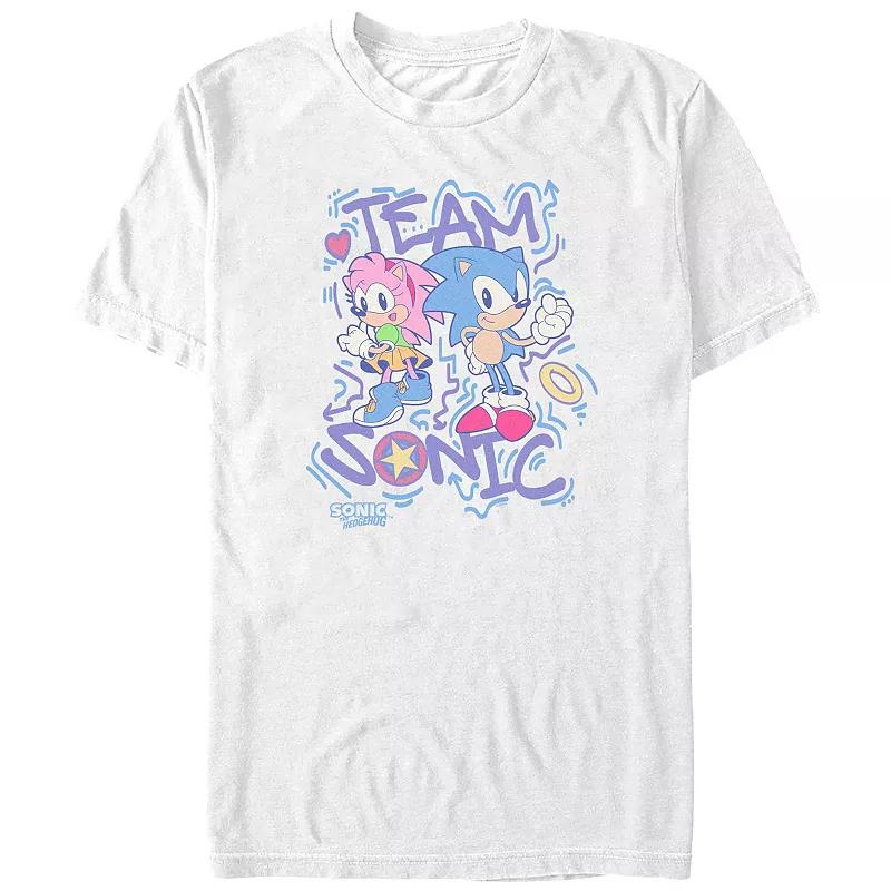 Men's Sonic The Hedgehog Team Sonic 90s Style Graphic Tee, Size: 4XL Tall, White Product Image