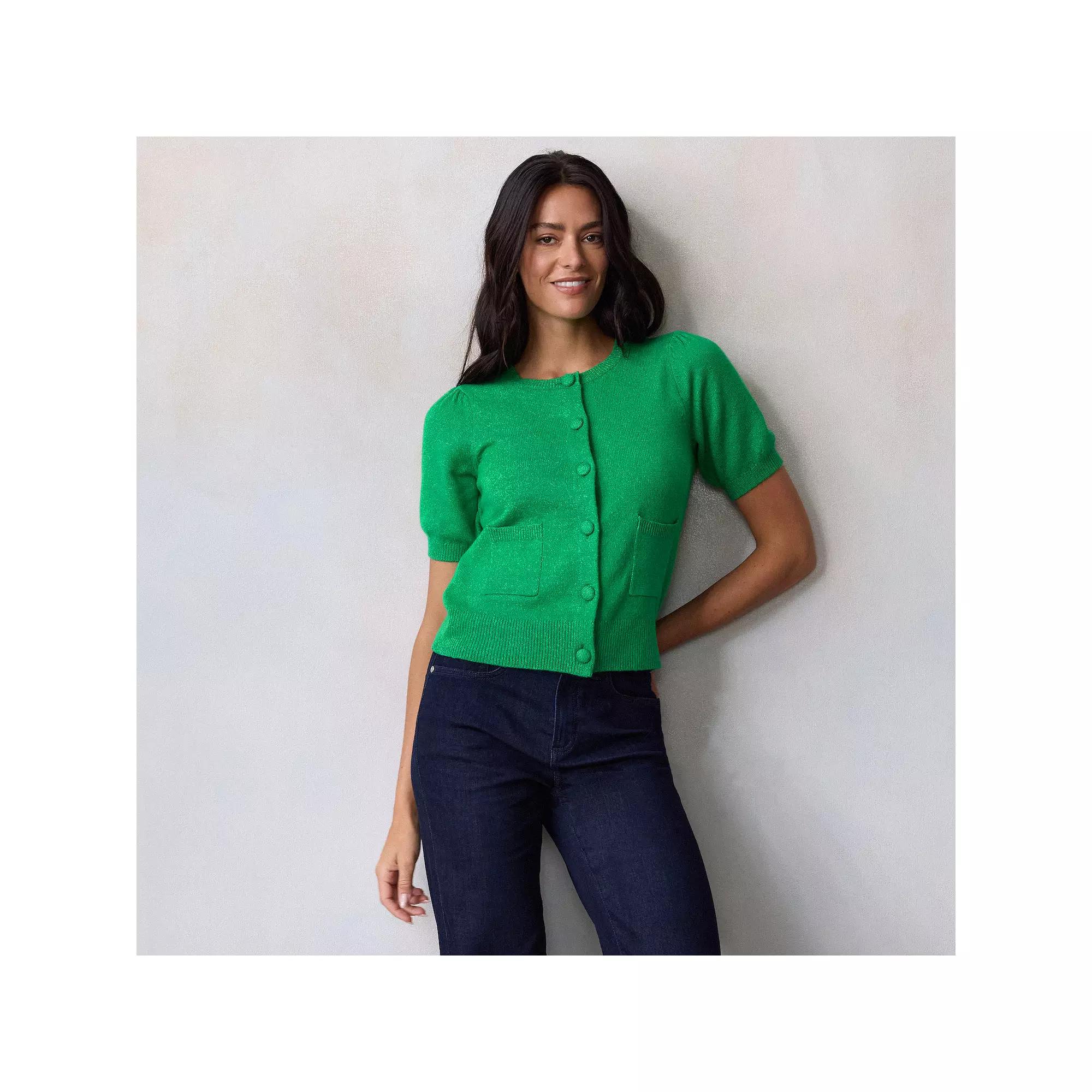 Women's LC Lauren Conrad Short Sleeve Cardigan,  Product Image