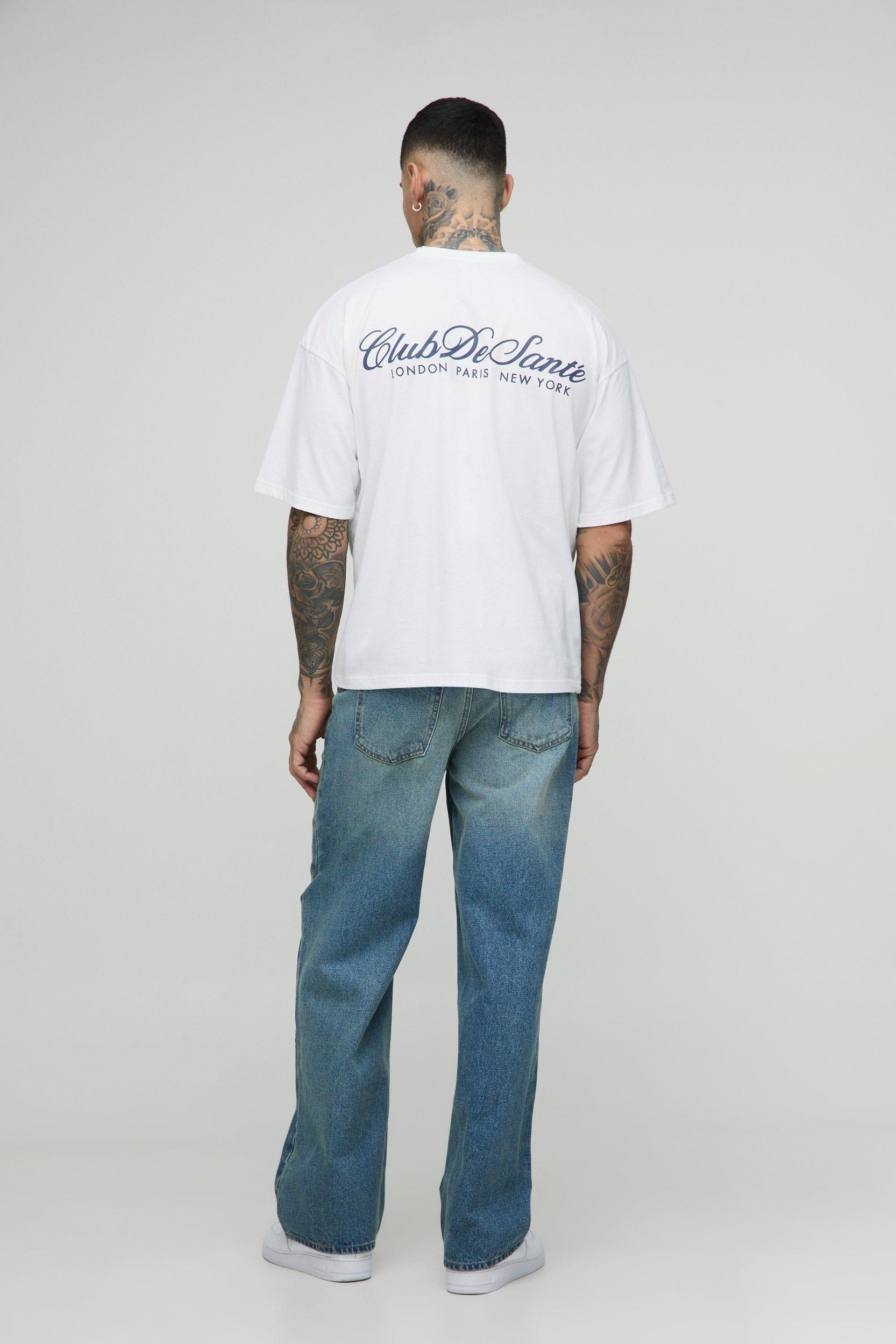 Tall Relaxed Fit Embossed Jeans | boohooMAN USA Product Image