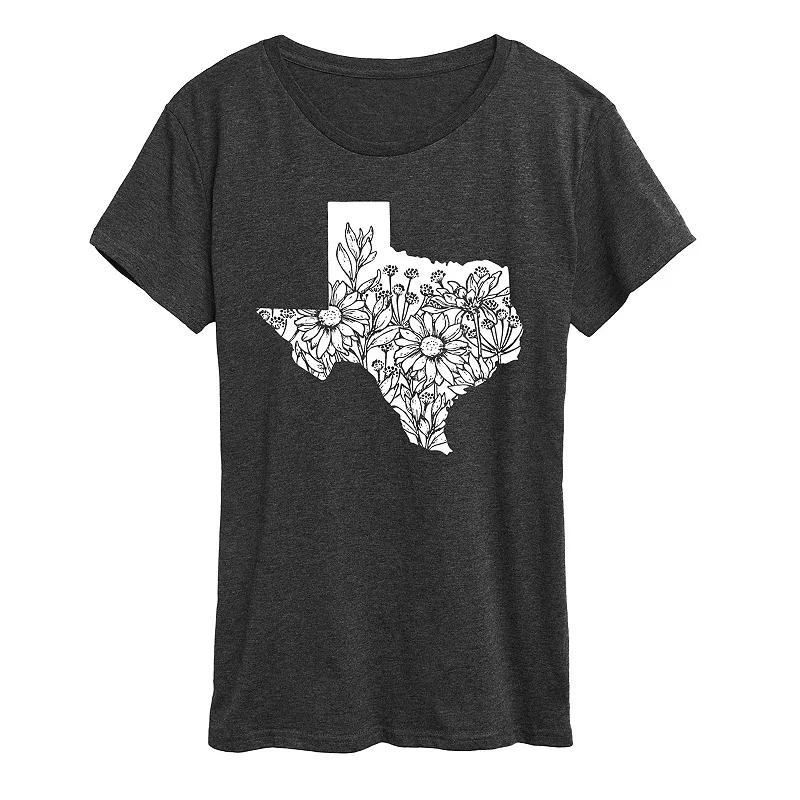 Womens Floral Texas Graphic Tee Heather Grey Product Image