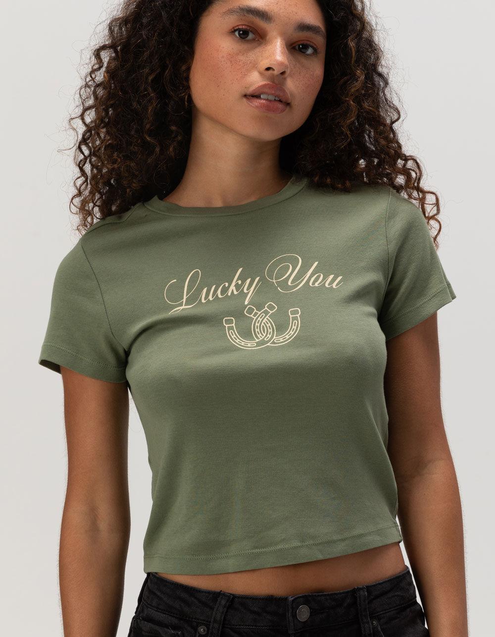 FULL TILT Lucky You Womens Tee - GREEN Product Image