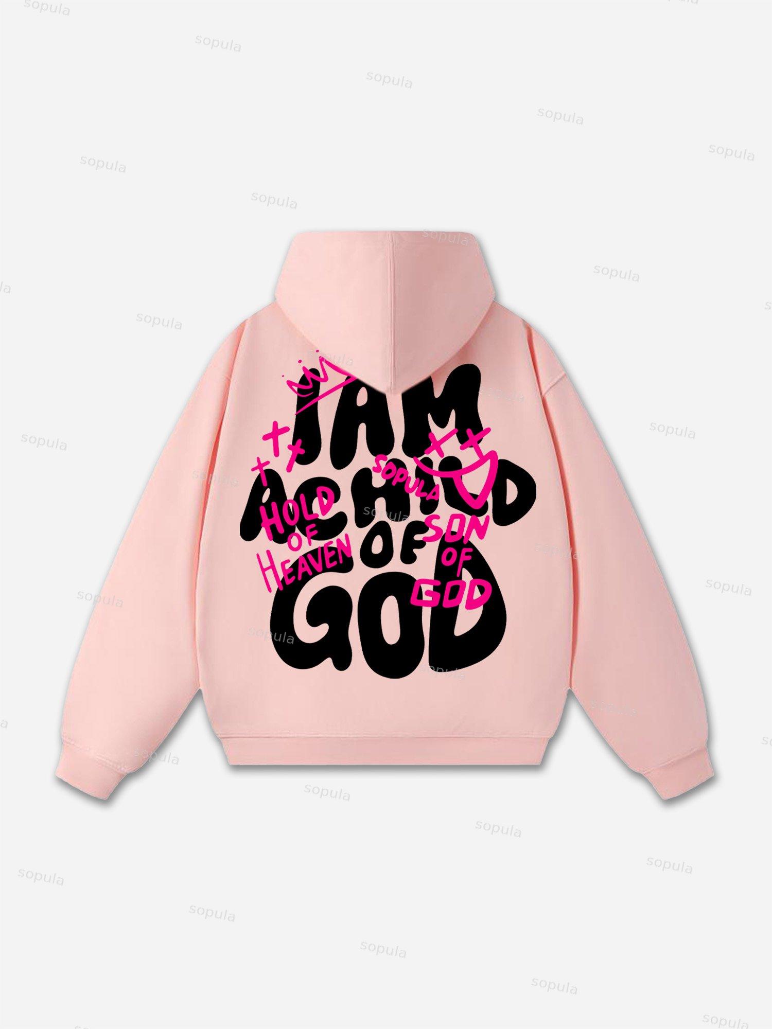 Sopula I Am A Child Of God Graffiti Slogan Graphic Oversized Hoodie Product Image