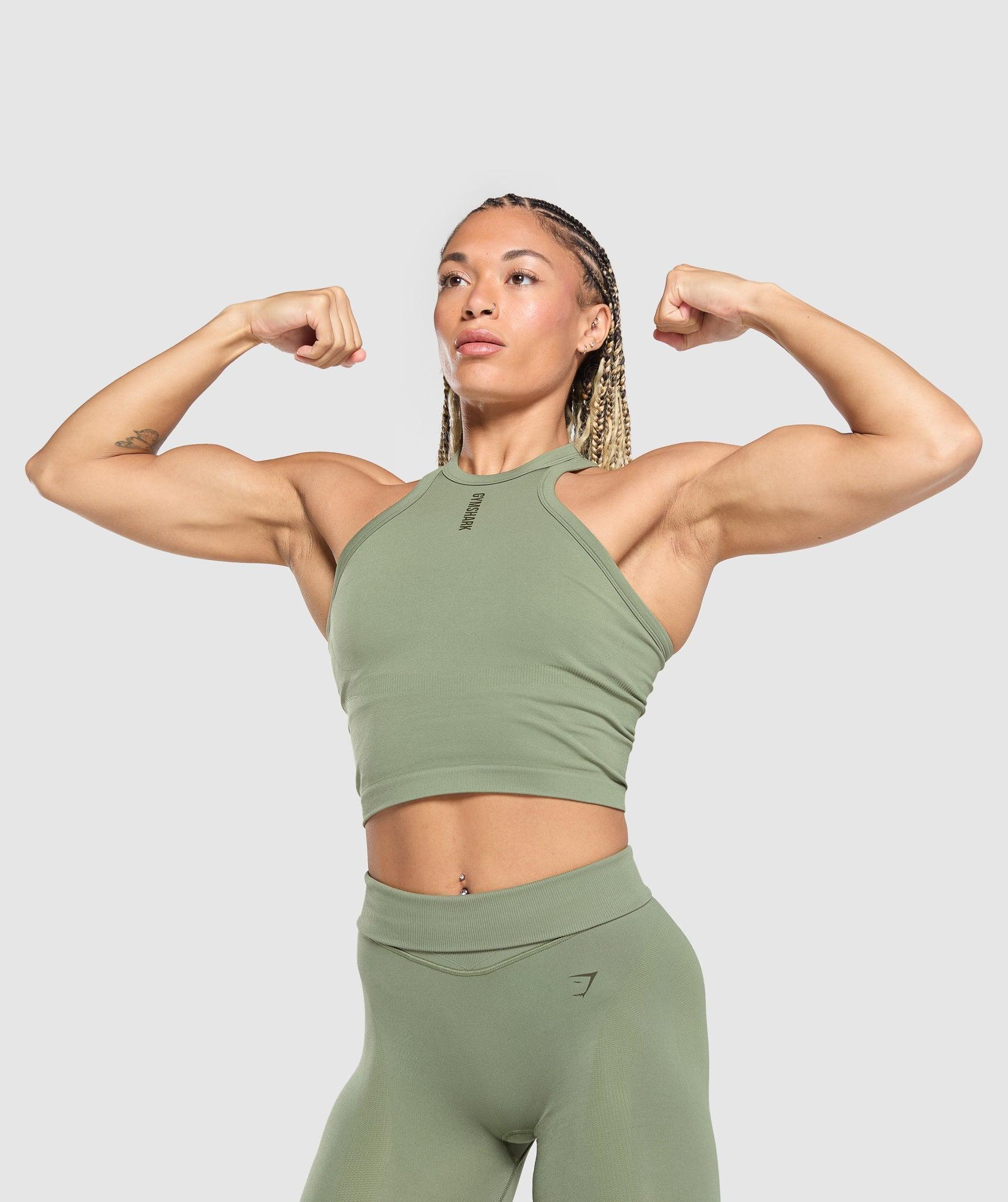 Gymshark Active Seamless Tank - Force Green Female Product Image