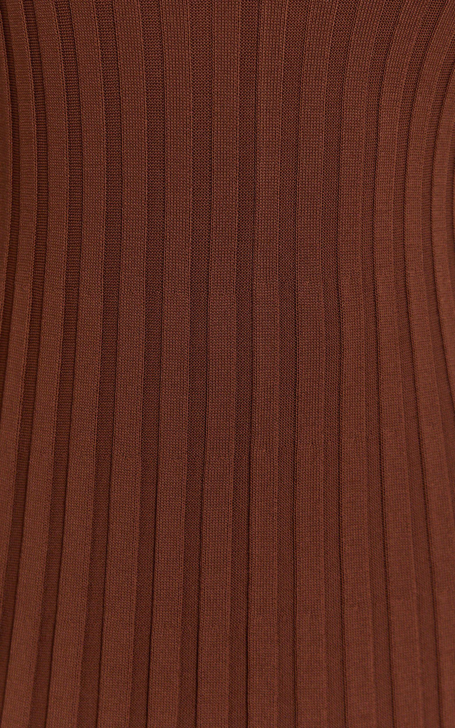 Maya Midi Knit Dress - Sleeveless V Neck Knited Dress in Dark Chocolate Product Image