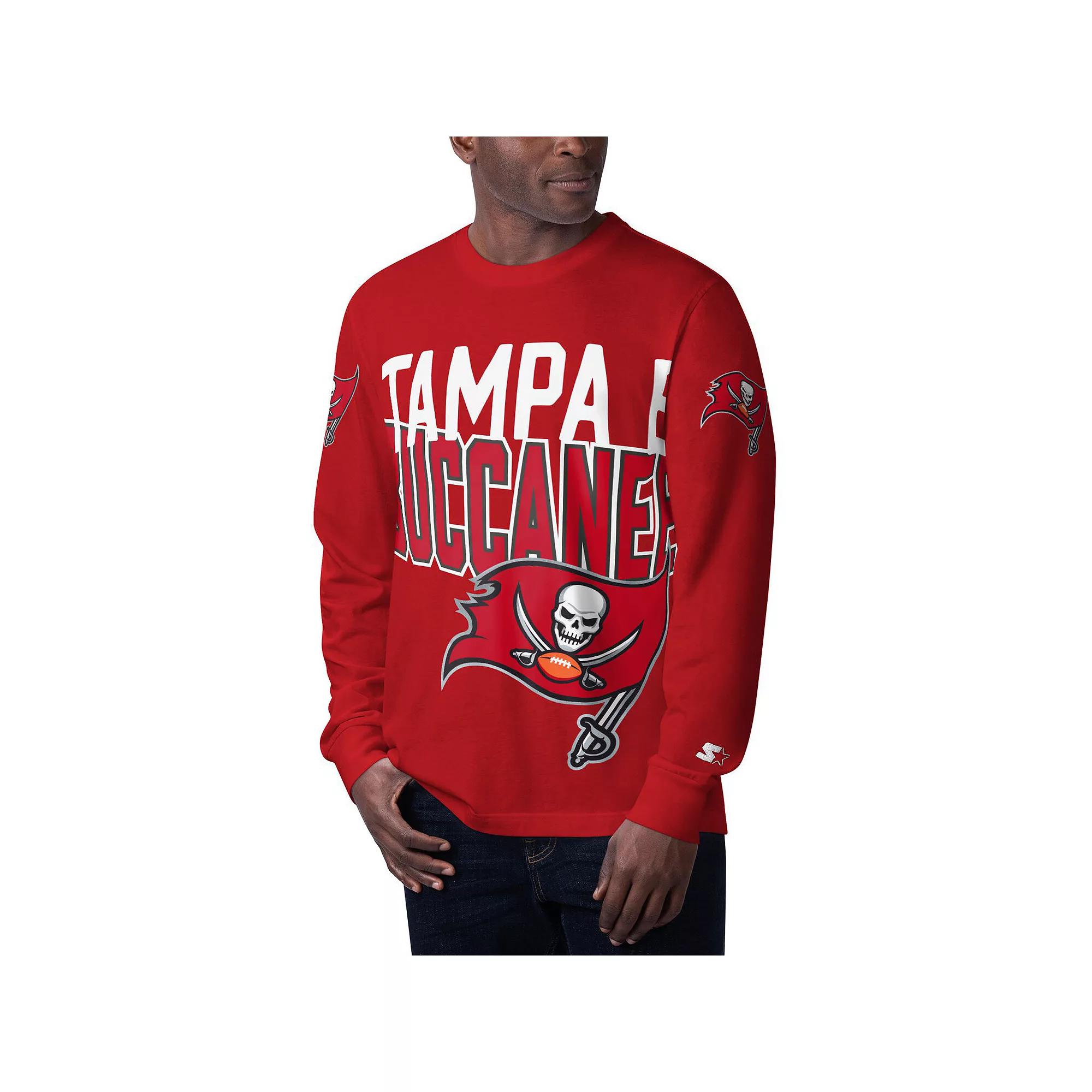 Men's Starter Red Tampa Bay Buccaneers Clutch Hit Long Sleeve T-Shirt,  Product Image