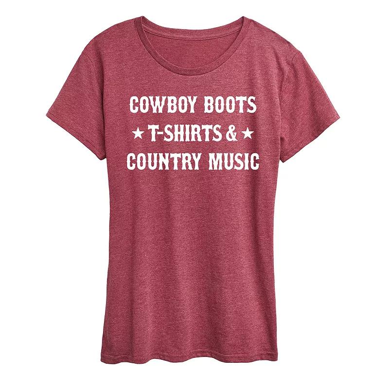 Women's Cowboy Boots And Music Graphic Tee,  Product Image