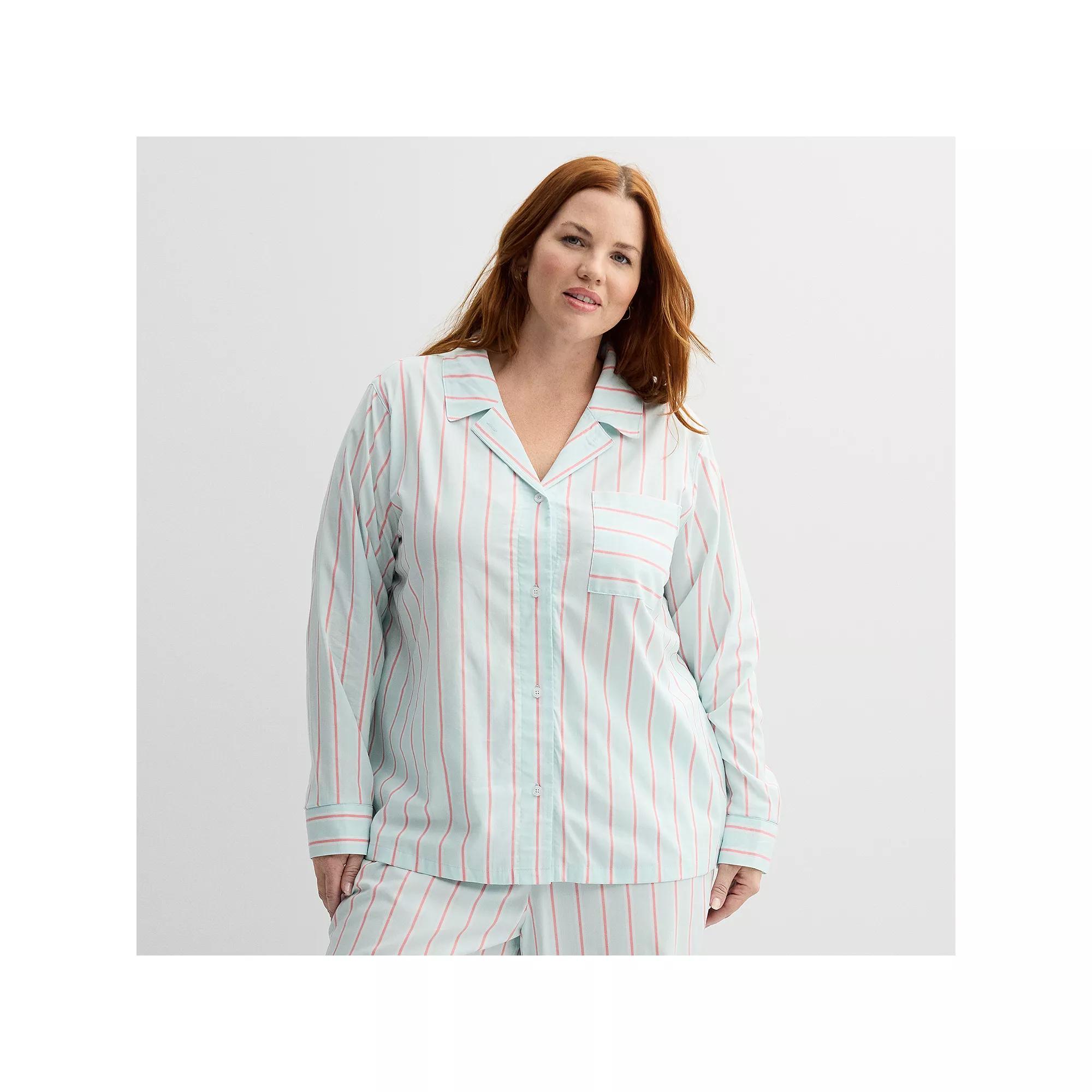 Plus Size Sonoma Goods For Life® Woven Pajama Top, Women's, Size: 1XL, Mbrll Str Product Image