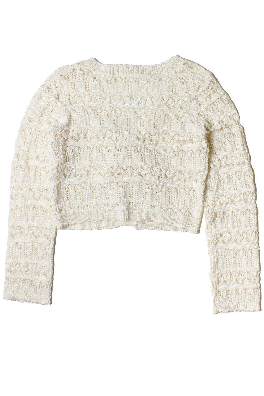 Loose Pointelle Knit Tie Front Cardigan Product Image