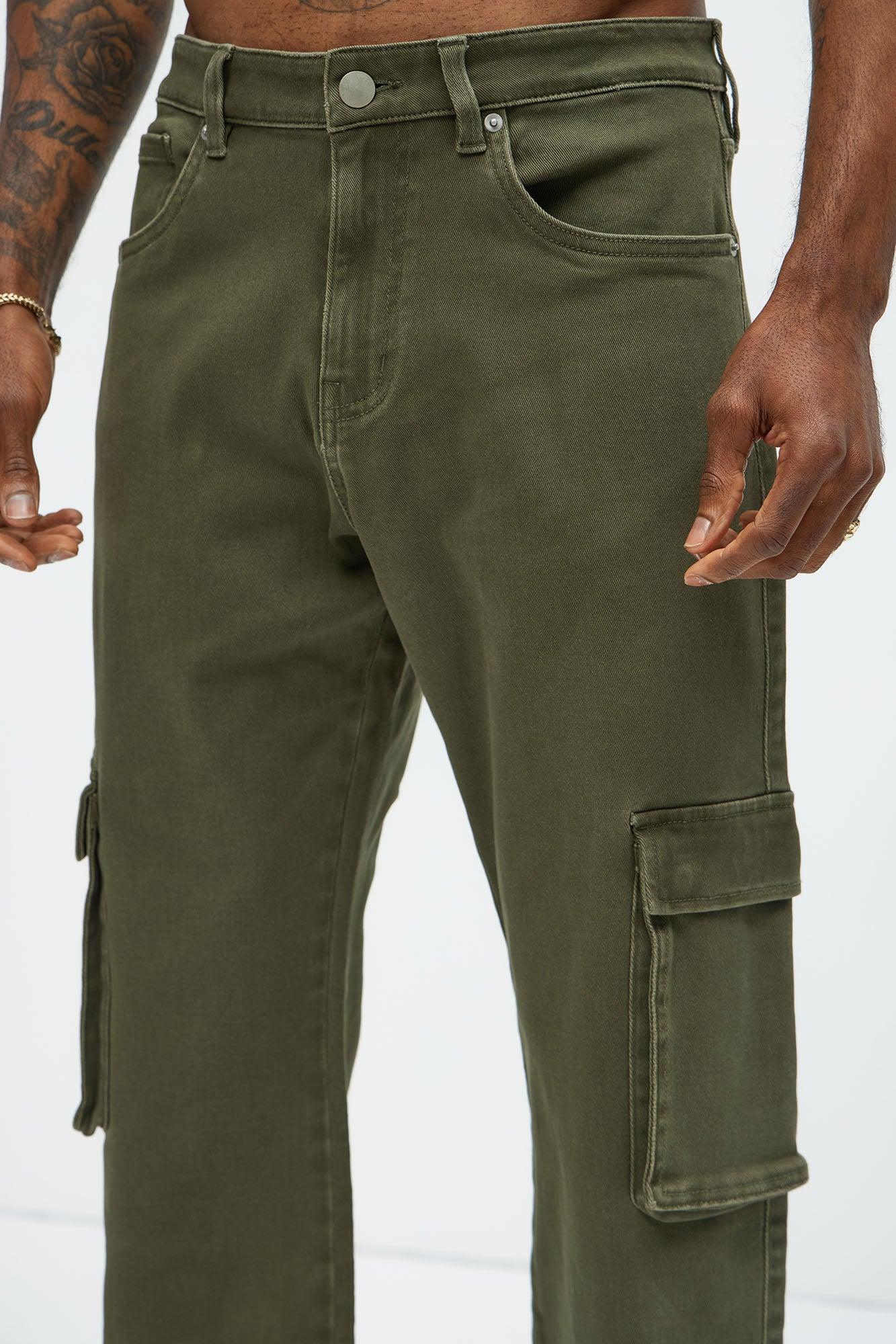 Classic Straight Cargo Jeans - Olive Product Image