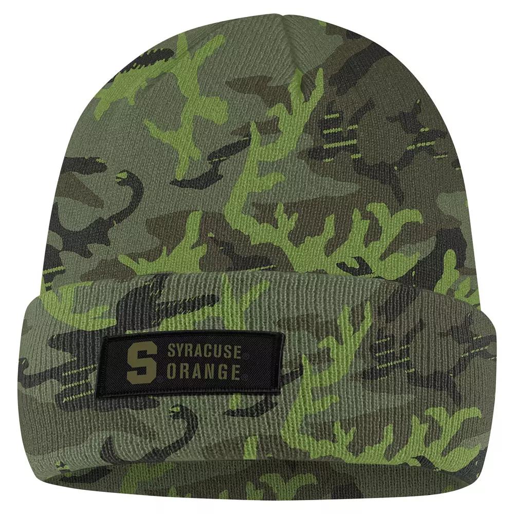 Men's Nike Camo Syracuse Orange Military Pack Cuffed Knit Hat, Green Product Image