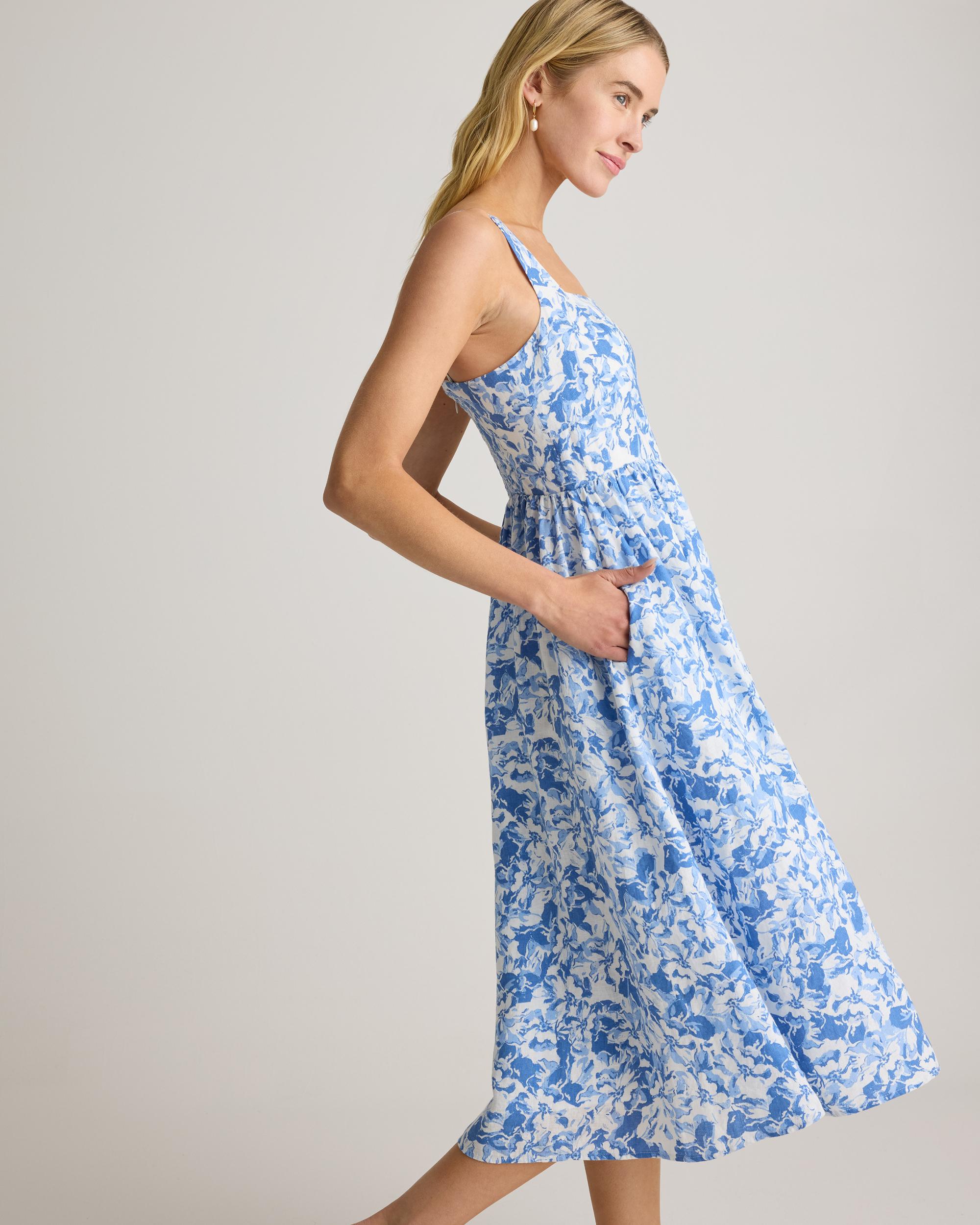 Quince | Women's 100% European Linen Fit & Flare Midi Dress Product Image