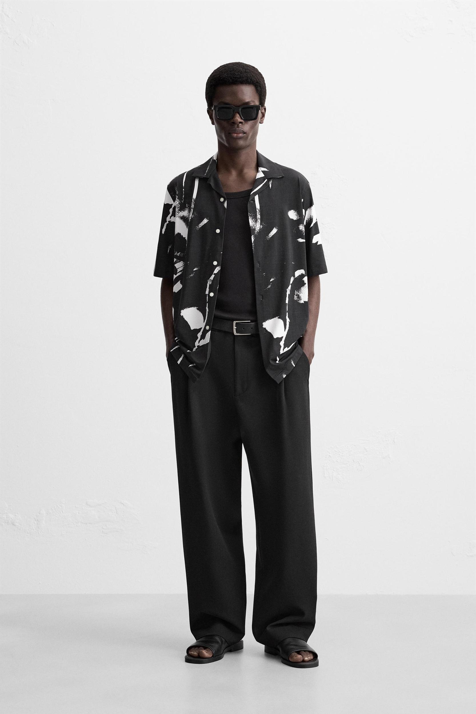 ABSTRACT PRINT STRETCH SHIRT Product Image