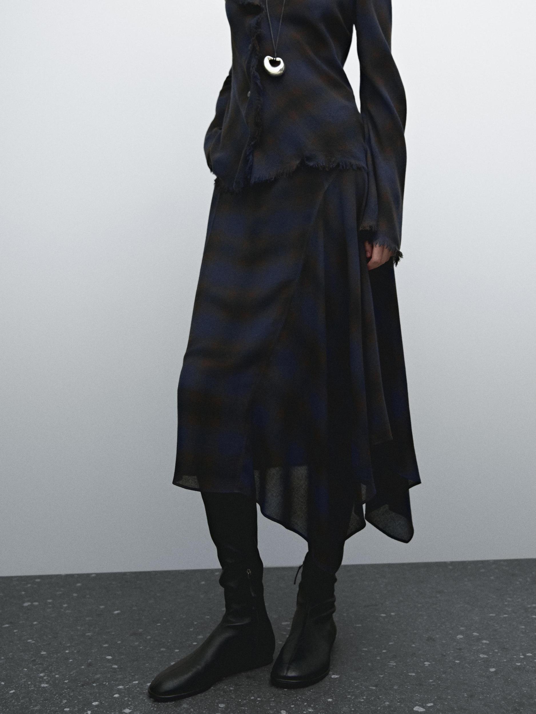 Asymmetric check midi skirt Product Image