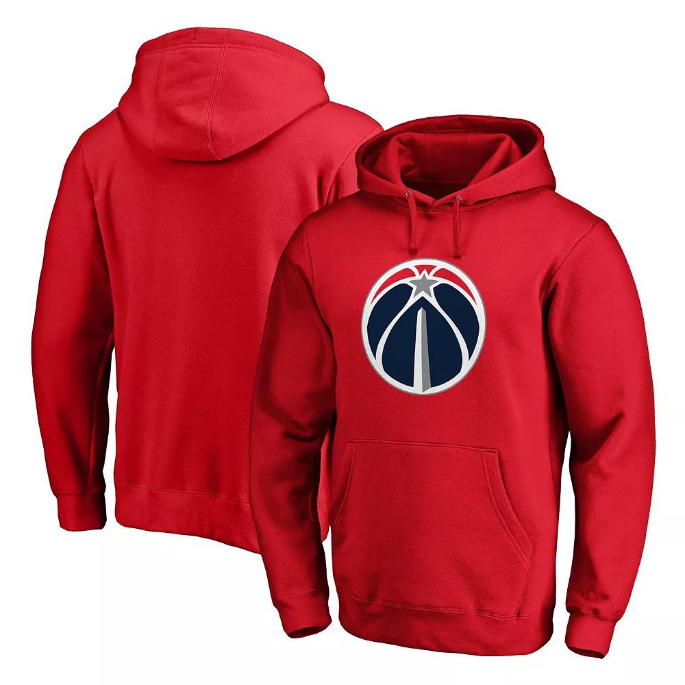 Men's Fanatics Branded Red Washington Wizards Icon Primary Logo Fitted Pullover Hoodie,  Product Image