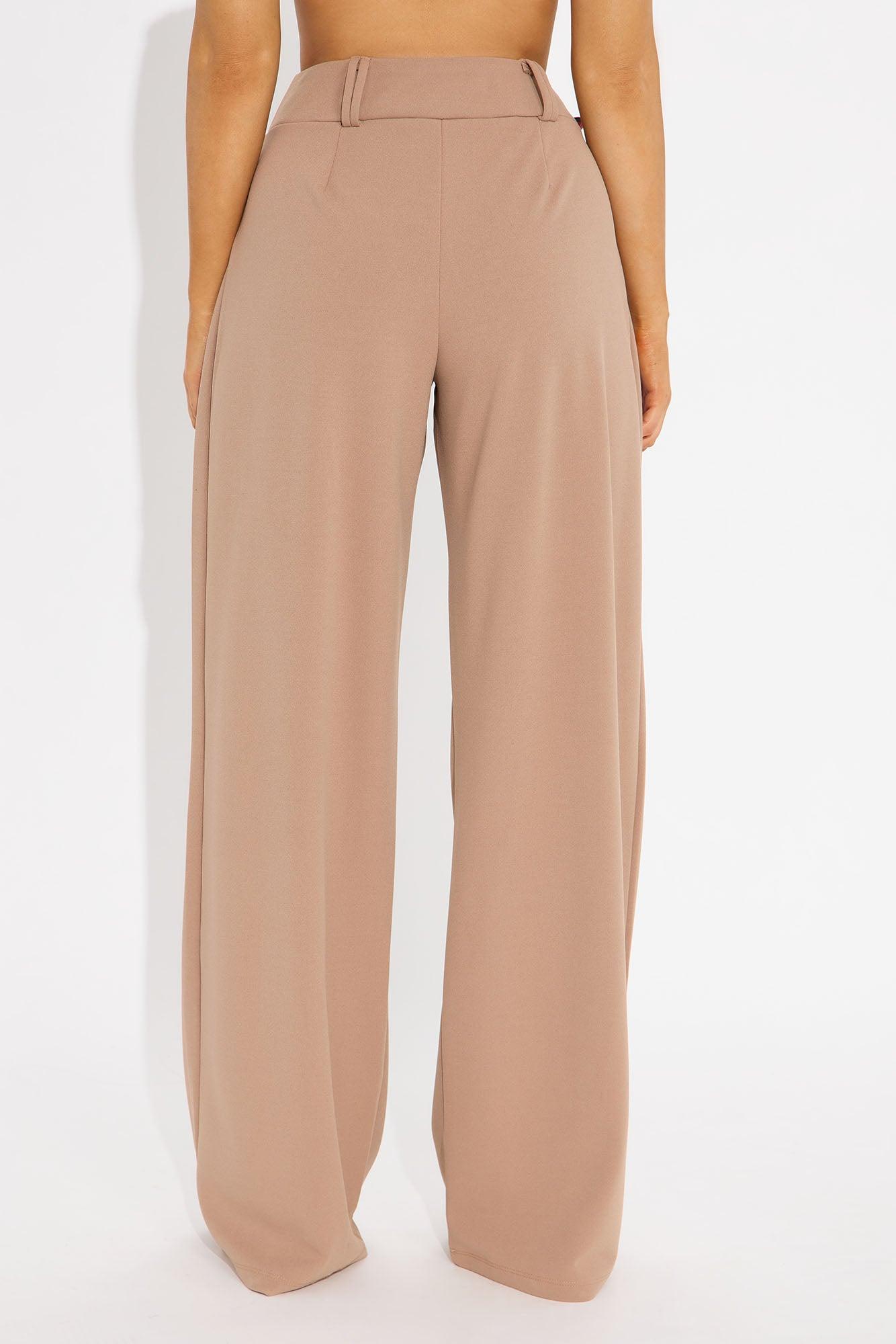 Late To The Meeting Wide Leg Trouser Pant - Mocha Female Product Image