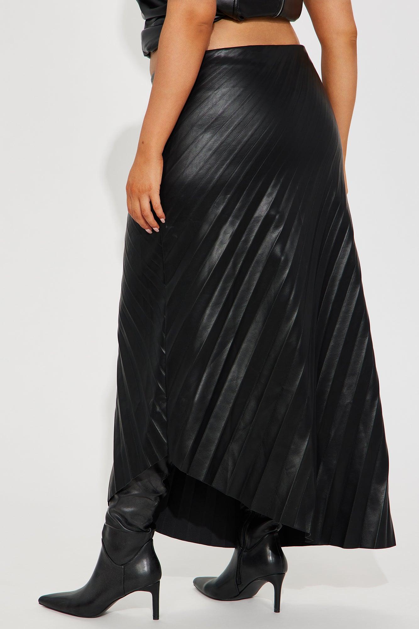 Dinner Date Faux Leather Midi Skirt - Black Product Image