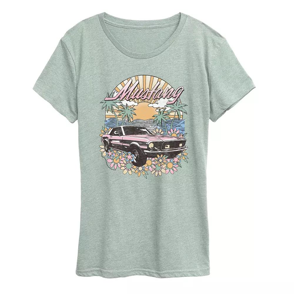 Women's Ford Mustang Tropical Vintage Graphic Tee,  Product Image
