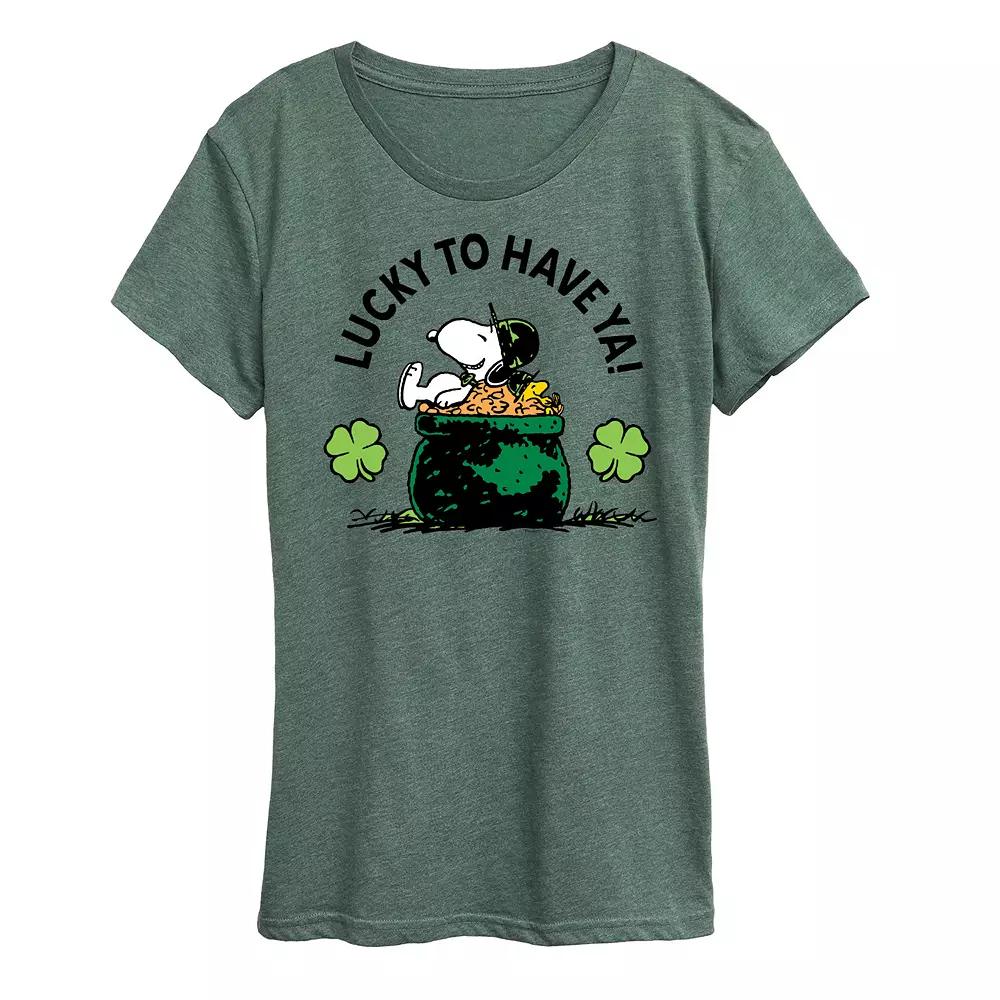 Women's Peanuts Snoopy & Woodstock Lucky To Have Ya Graphic Tee,  Product Image