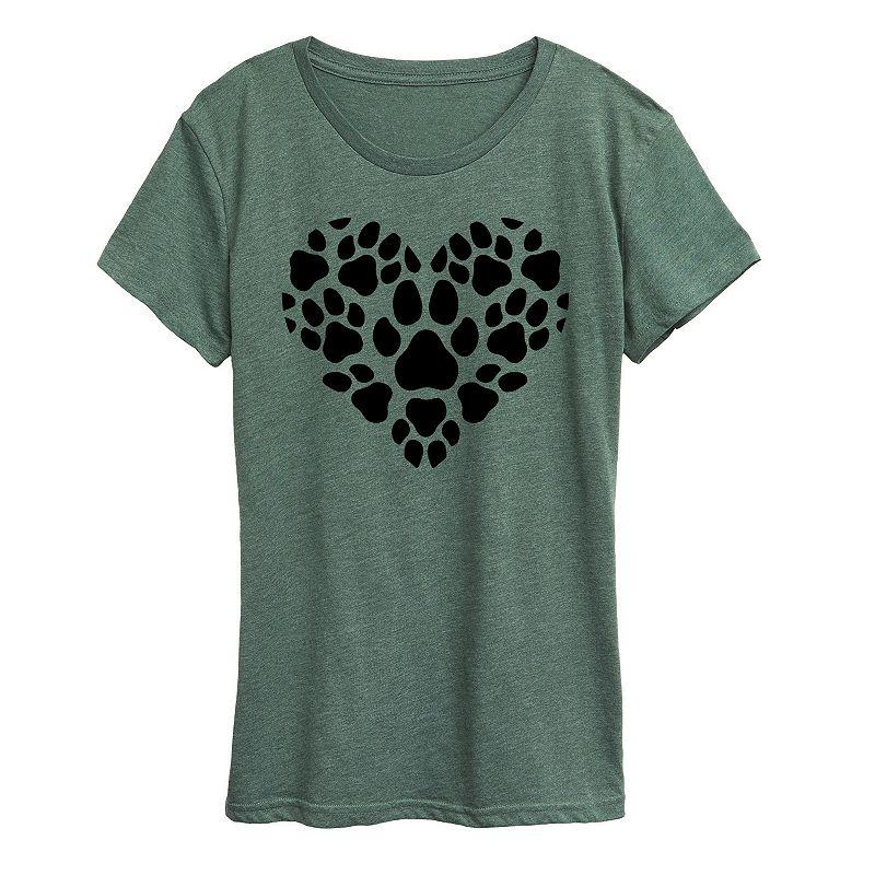 Women's Pawprint Heart Graphic Tee, Girl's,  Product Image