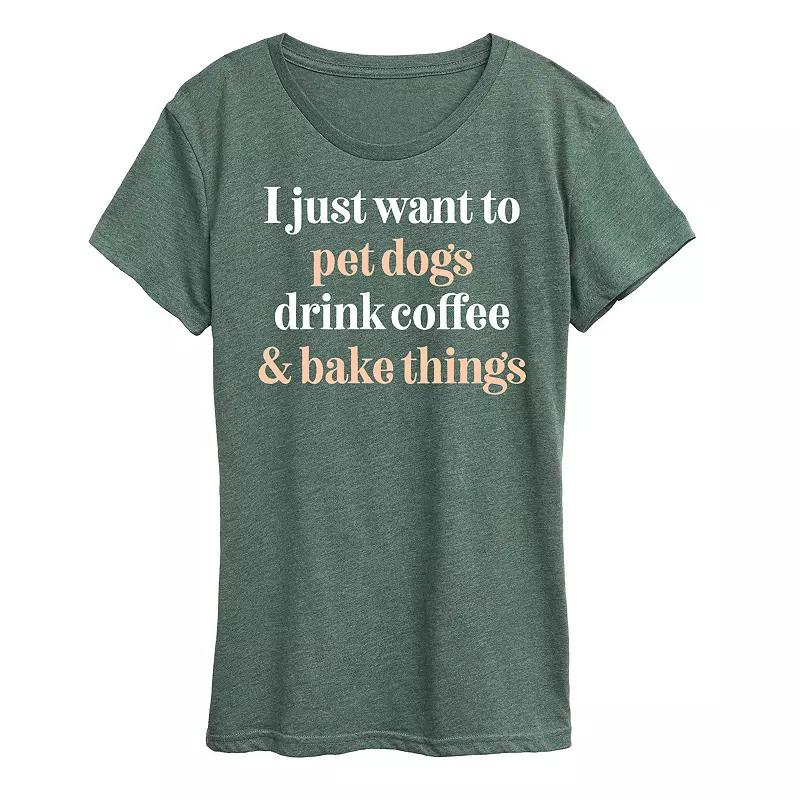 Women's Pet Cats Drink Coffee Bake Graphic Tee,  Product Image