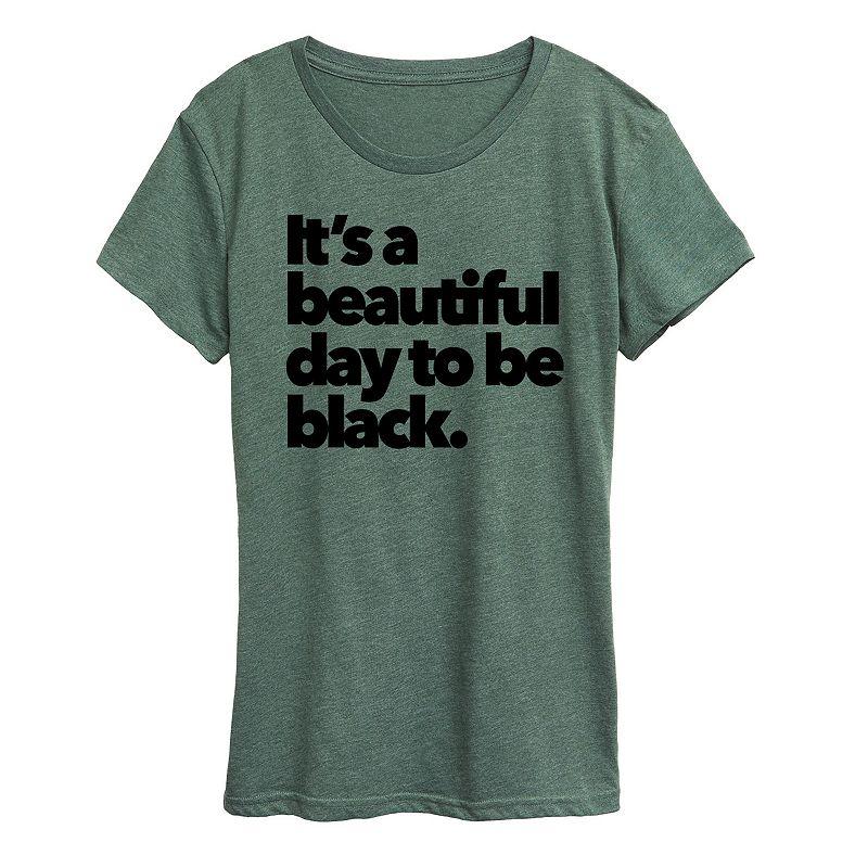 Womens Beautiful Day To Be Black Graphic Tee Grey Red Product Image
