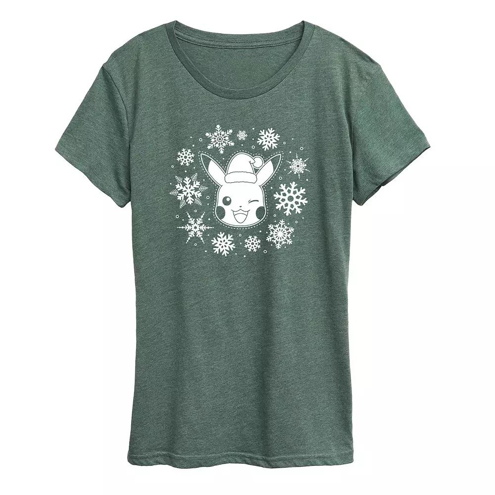 Women's Pokemon Pikachu Snowflakes Tee,  Product Image