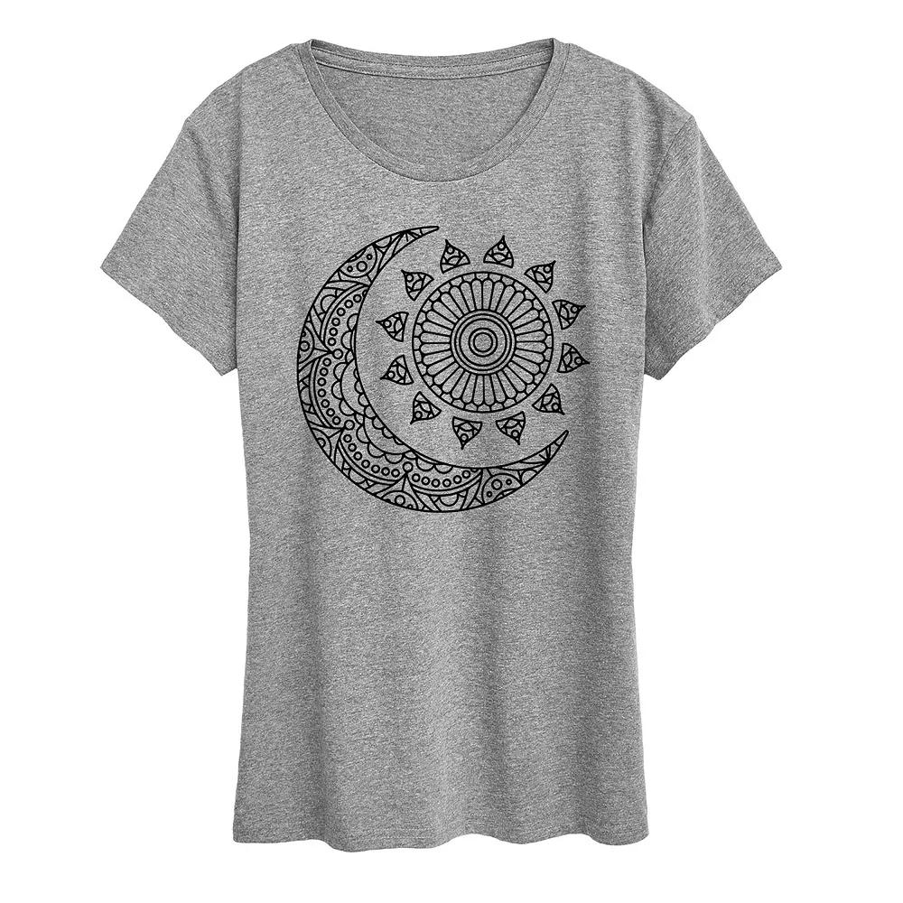 Women's Mandala Sun Moon Graphic Tee, Girl's,  Product Image