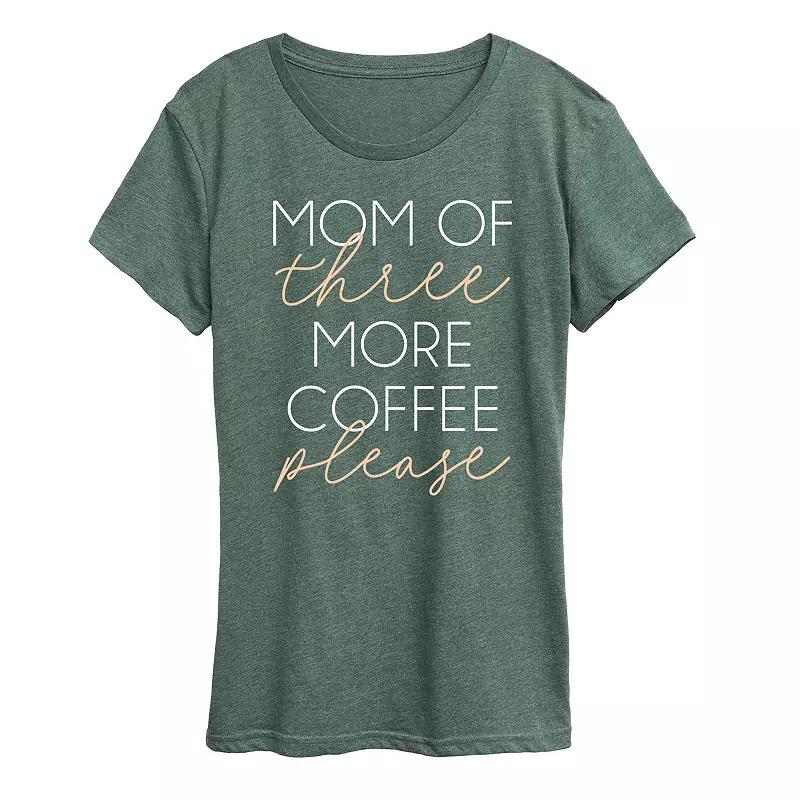 Women's Mom Of Three More Coffee Please Graphic Tee,  Product Image