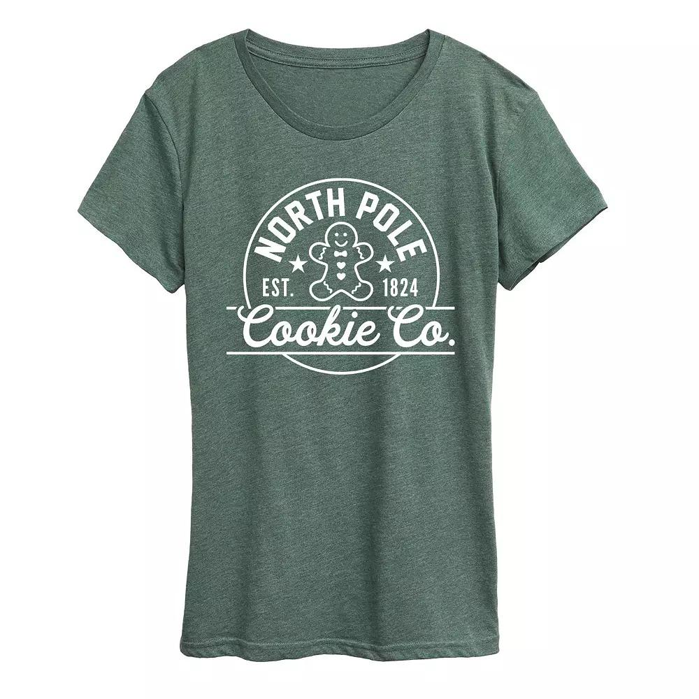 Women's North Pole Cookie Graphic Tee, Girl's, Size: Medium, Grey Green Product Image