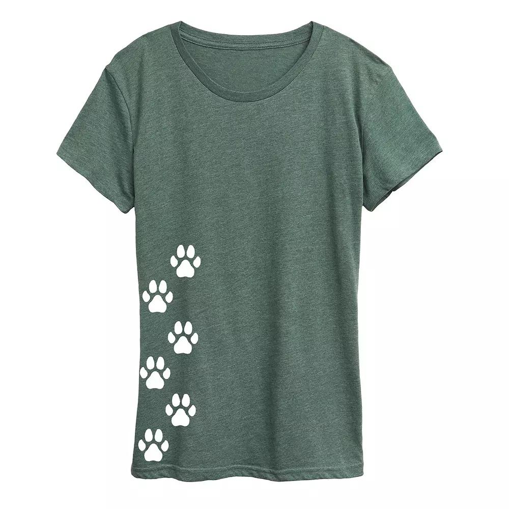 Women's Vertical Pawprints Graphic Tee,  Product Image