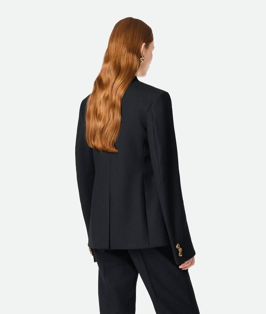 Women's Striped Wool Jacket in Black/dark blue Product Image