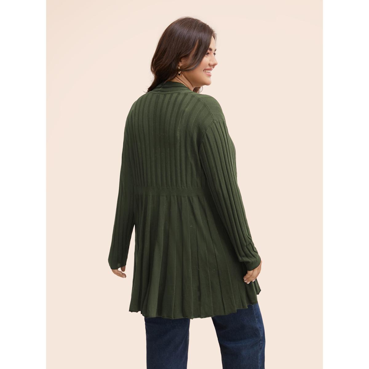 Plus Size Plain Textured Kimono Collar Cardigan Black Women Timeless Loose Long Sleeve Elegant Cardigans BloomChic 18-20/2X Product Image