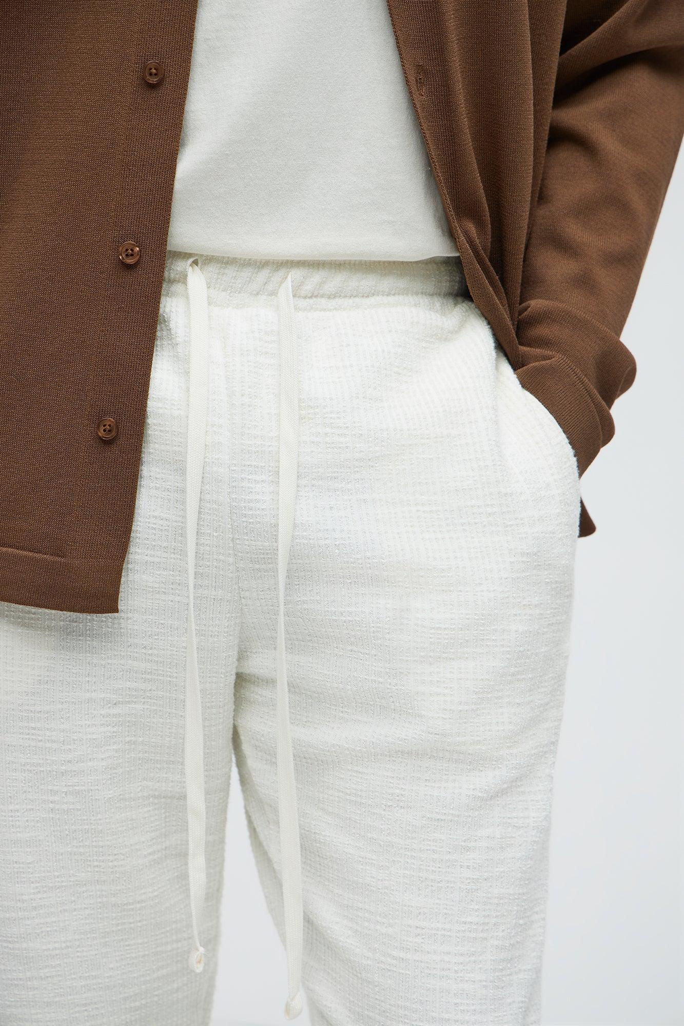 Dean Textured Slim Pants - White Product Image