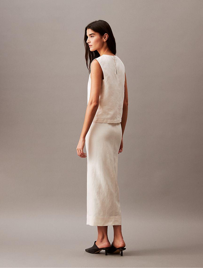 Linen Blend Midi Skirt Product Image